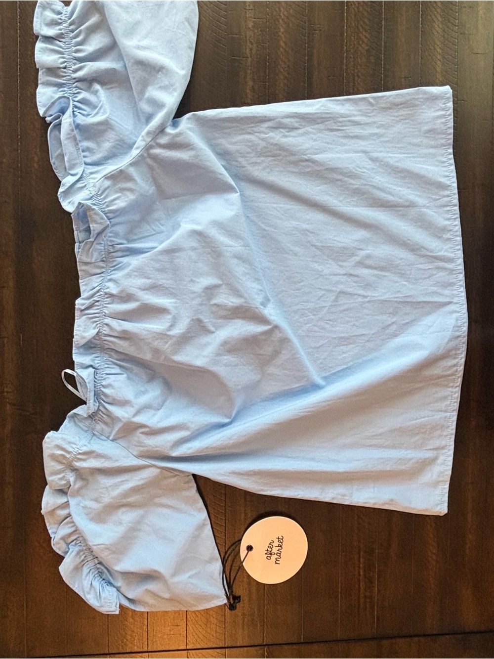 Off-Shoulder Light Blue Ruffle Blouse - Picture 3 of 6
